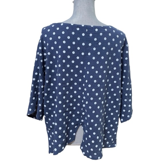 Flora Ashley blue and white polkadot oversized top size extra small - Picture 3 of 11